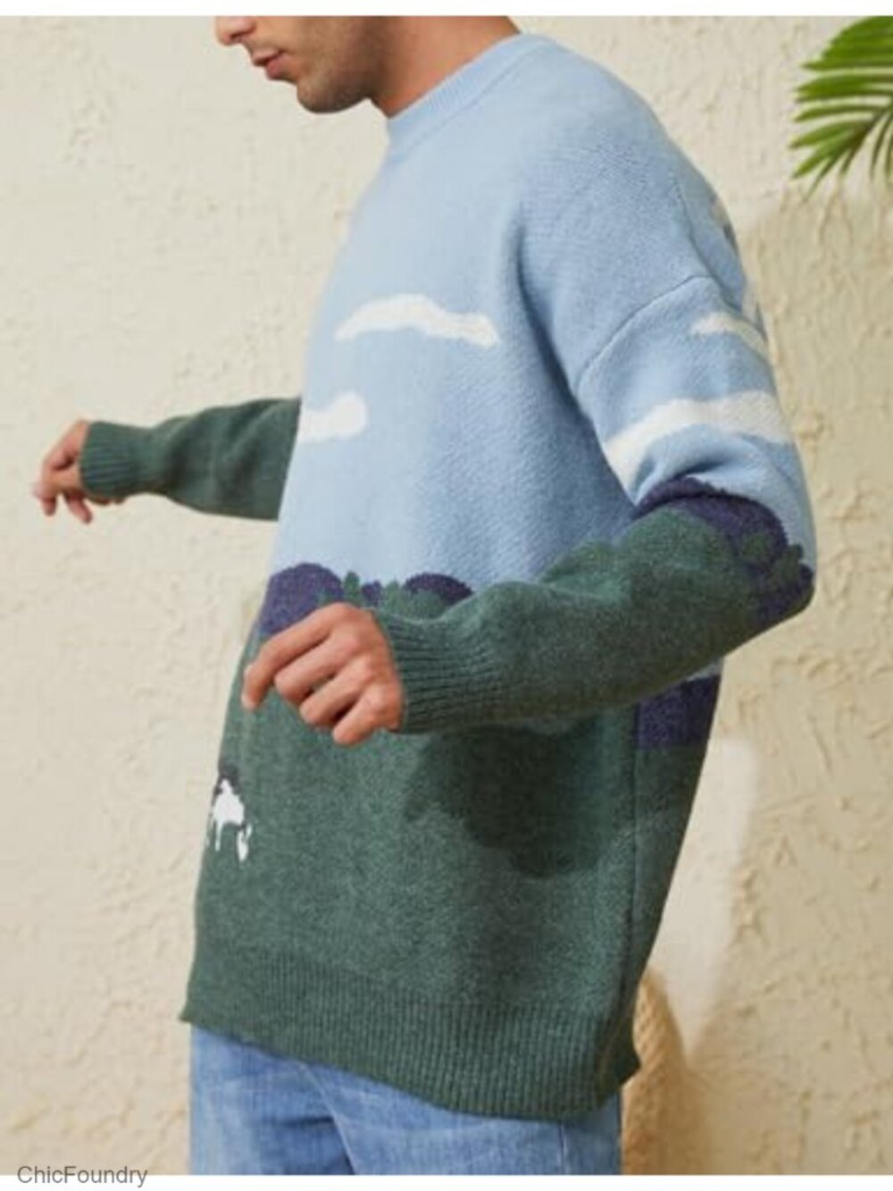 Vintage Oversized Cable Knit Pullover Sweater Y2K Grandpa Crewneck - Picture 2 of 6
